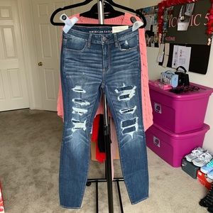 American Eagle HiRise Skinny Jeans Jeggings Sz 8